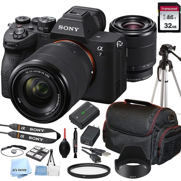 Sony a7 IV Mirrorless Digital Camera with 28-70mm Lens, 32GB Card, Tripod, Case, and More 21pc Bundle (International Version)