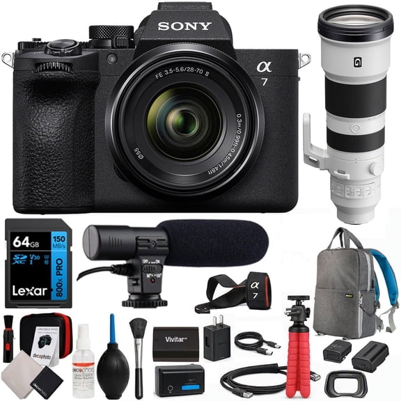 Sony a7 V Full-frame Mirrorless Interchangeable Lens Camera with 28-70mm II Lens Bundle with Sony FE 400-800mm f/6.3-8 G OSS Lens (Sony E) + 64GB Card + Camera Bag + Accessories