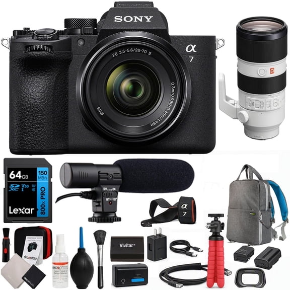Sony a7 V Full-frame Mirrorless Interchangeable Lens Camera with 28-70mm II Lens Bundle with Sony FE 70-200mm F2.8GM OSS E-Mount Lens + 64GB Card + Camera Bag + Accessories