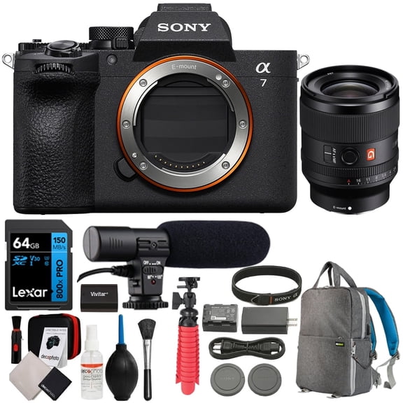 Sony a7 V Full-frame Mirrorless Interchangeable Lens Camera - Body Only Bundle with Sony FE 35mm F1.4 GM G Master Full Frame Wide Angle Lens for E-Mount + 64GB Card + Camera Bag + Accessories