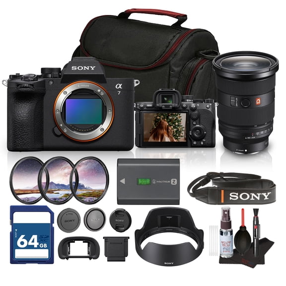 Sony a7 V Mirrorless Camera | Full-Frame E-Mount Camera with Advanced AF, High-Speed Performance & 4K Video | For Photography & Hybrid Creators + Sony FE 24-70mm f/2.8 GM II Lens + 64GB Card + Bag