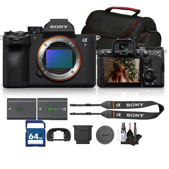 Sony a7 V Full-Frame Mirrorless Camera Body, 4K Video, Black with 64GB SD Memory Card, NP-FZ100 Battery & Camera Bag