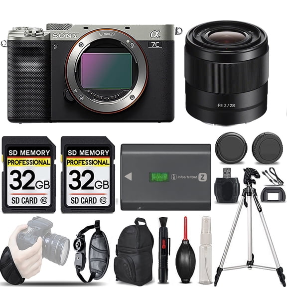 Sony a7C Camera (Silver)  +28mm f/2 Lens -LOADED KIT (International Version)