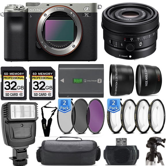 Sony a7C Camera (Silver) +50mm Lens +Flash- Kit (International Version)