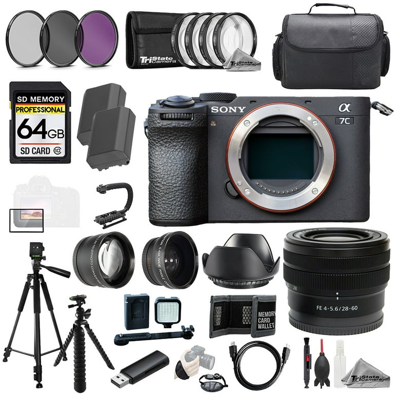 Sony a7C II + FE 28-60mm f/4-5.6 Lens +64GB +Ext Bat+ 9 PC Filter