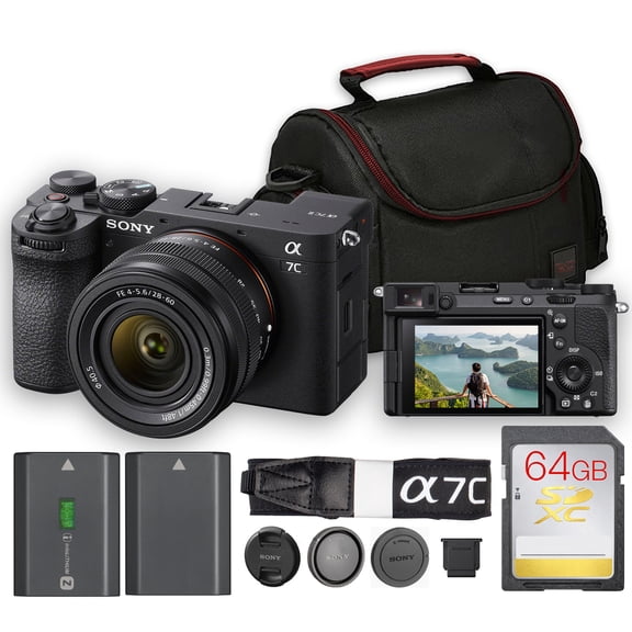Sony a7C II Mirrorless Camera 28-60mm Lens Bundle (Black) | 33MP Full-Frame | AI Autofocus