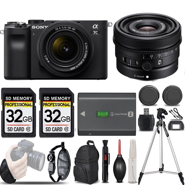 Sony a7C Mirrorless Camera (Black) with 28-60mm Lens+24mm f/2.8 G Lens ...