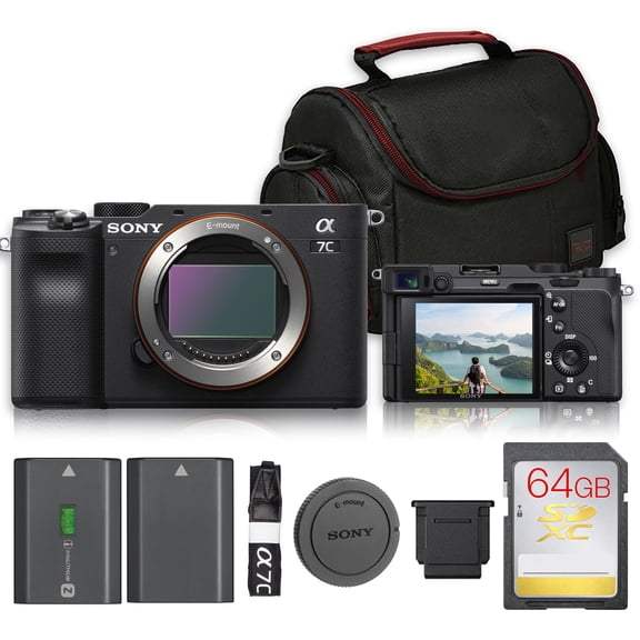 Sony a7C Mirrorless Camera Bundle (Black) | 24.2MP Full-Frame | 5-Axis IBIS | 4K Video
