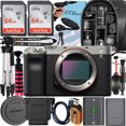 thumbnail image 1 of Sony a7C Mirrorless Camera (Silver) + Tripod + 2 Pack 64GB Memory Card + Backpack + ZeeTech Accessory Bundle (International Version), 1 of 5