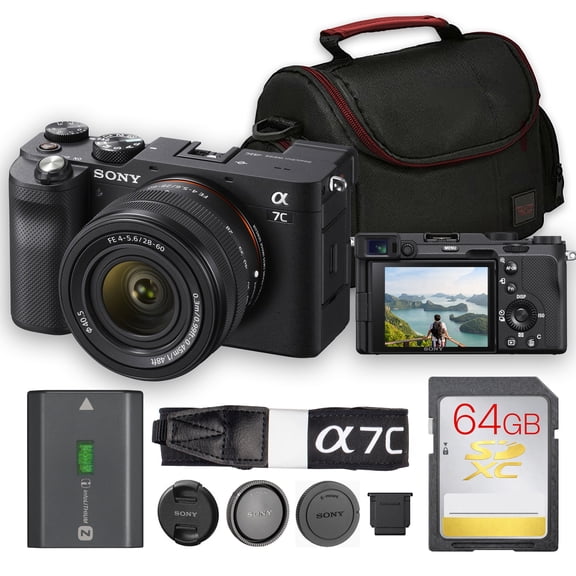 Sony a7C Mirrorless Camera with 28-60mm Lens | 24.2MP Full-Frame, 5-Axis IBIS, Eye AF (Black)