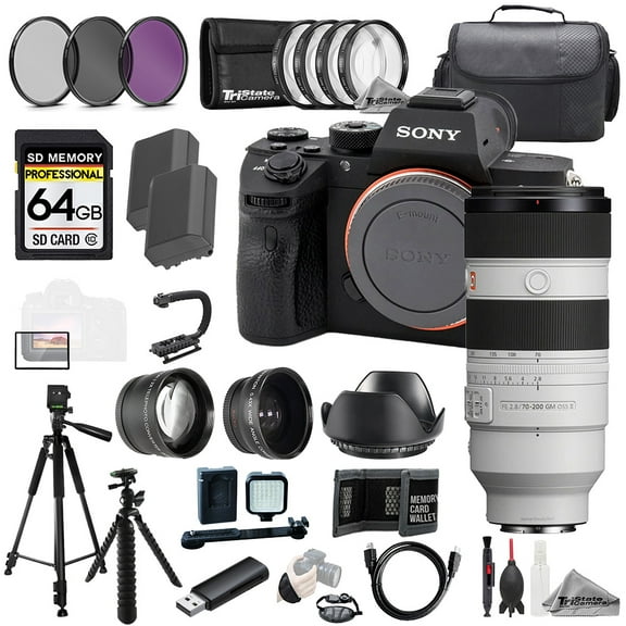 Sony a7R IIIA + FE 70-200mm f/2.8 GM OSS II Lens+64GB+Ext Bat+9 PC Filter-MEGA Kit (International Version)