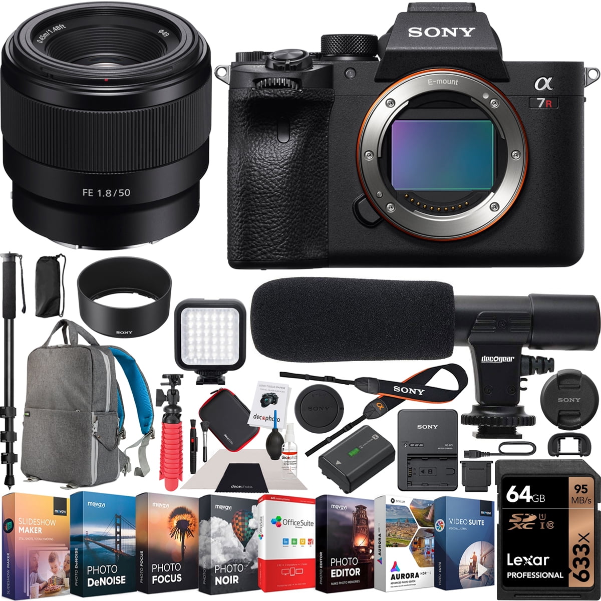 Sony a7R IV Full-Frame Mirrorless Camera Body + Sony FE 50mm F1.8  Full-frame Prime Lens ILCE-7RM4 + SEL50F18F Bundle With Photo Video LED, ...