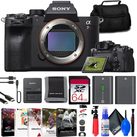Sony a7R IVA Full-Frame 61MP Mirrorless Camera Professional Bundle with 64GB Card, Carry Bag, NP-FZ100 Battery, Card Reader and Cleaning Kit (International Model)