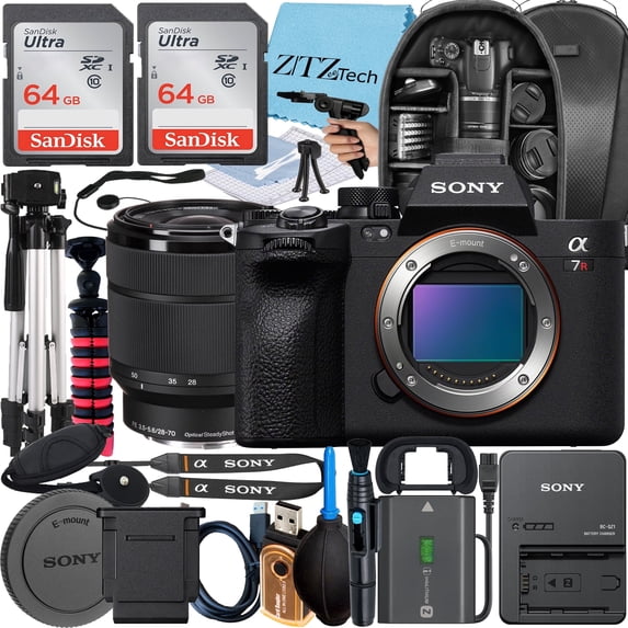 Sony a7R V Mirrorless Camera with FE 28-70mm Lens + Backpack + 2 Pack 64GB Memory Card + Tripod + ZeeTech Accessory Bundle (International Version)