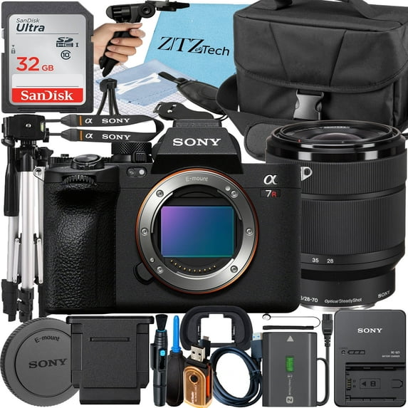 Sony a7R V Mirrorless Camera with FE 28-70mm Lens + Case + 32GB Memory Card + Tripod + ZeeTech Accessory Bundle (International Version)