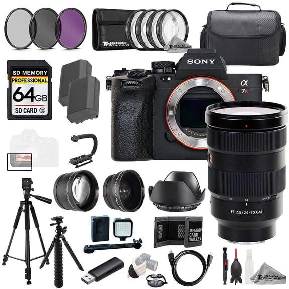 Sony a7R V + Sony FE 24-70mm f/2.8 GM Lens+64GB+Ext Bat+9 PC Filter-MEGA Kit (International Version)