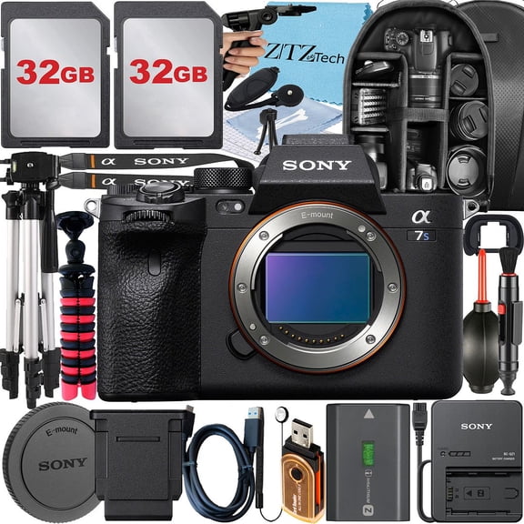 Sony a7S III Mirrorless Camera + Tripod + 2 Pack 32GB Memory Card + Backpack + ZeeTech Accessory Bundle (International Version)