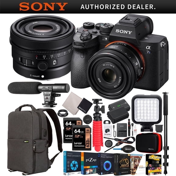 Sony a7S III Mirrorless Full Frame Camera + Sony FE 50mm F2.5 G Compact Lens SEL50F25G + ILCE-7SM3/B Bundle w/ Deco Gear Photo Bag + Microphone + Monopod & Accessories |Official Sony Partner|