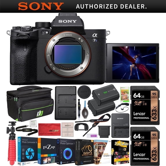 Sony a7s III ILCE-7SM3/B Mirrorless Digital Camera with 35mm Full-Frame Image Sensor Body Double Battery Bundle with Deco Gear Carry Case + 2x 64GB Memory Card (128GB Total)| Official Sony USA Dealer
