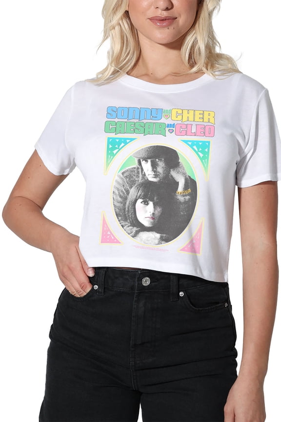 Sony and Cher Caesar and Cleo Women's Crop Top T-Shirt, White, Medium