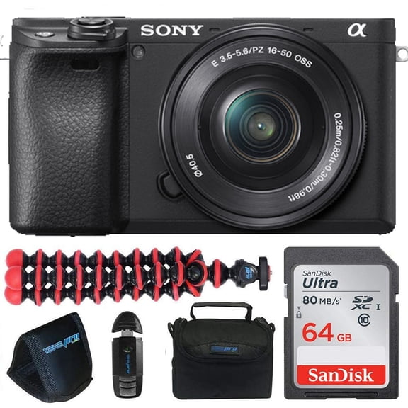SonyAlpha a6400 Mirrorless Camera:Compact APS-C Interchangeable Lens Digital Camera with Real-Time Eye Auto Focus, 4K Video, Flip Screen & 16-50mm Lens + Pixi Pro Bundle