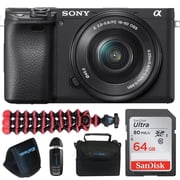 SonyAlpha a6400 Mirrorless CameraCompact APS-C Interchangeable Lens Digital Camera with Real-Time Eye Auto Focus, 4K Video, Flip Screen & 16-50mm Lens + Pixi Pro Bundle