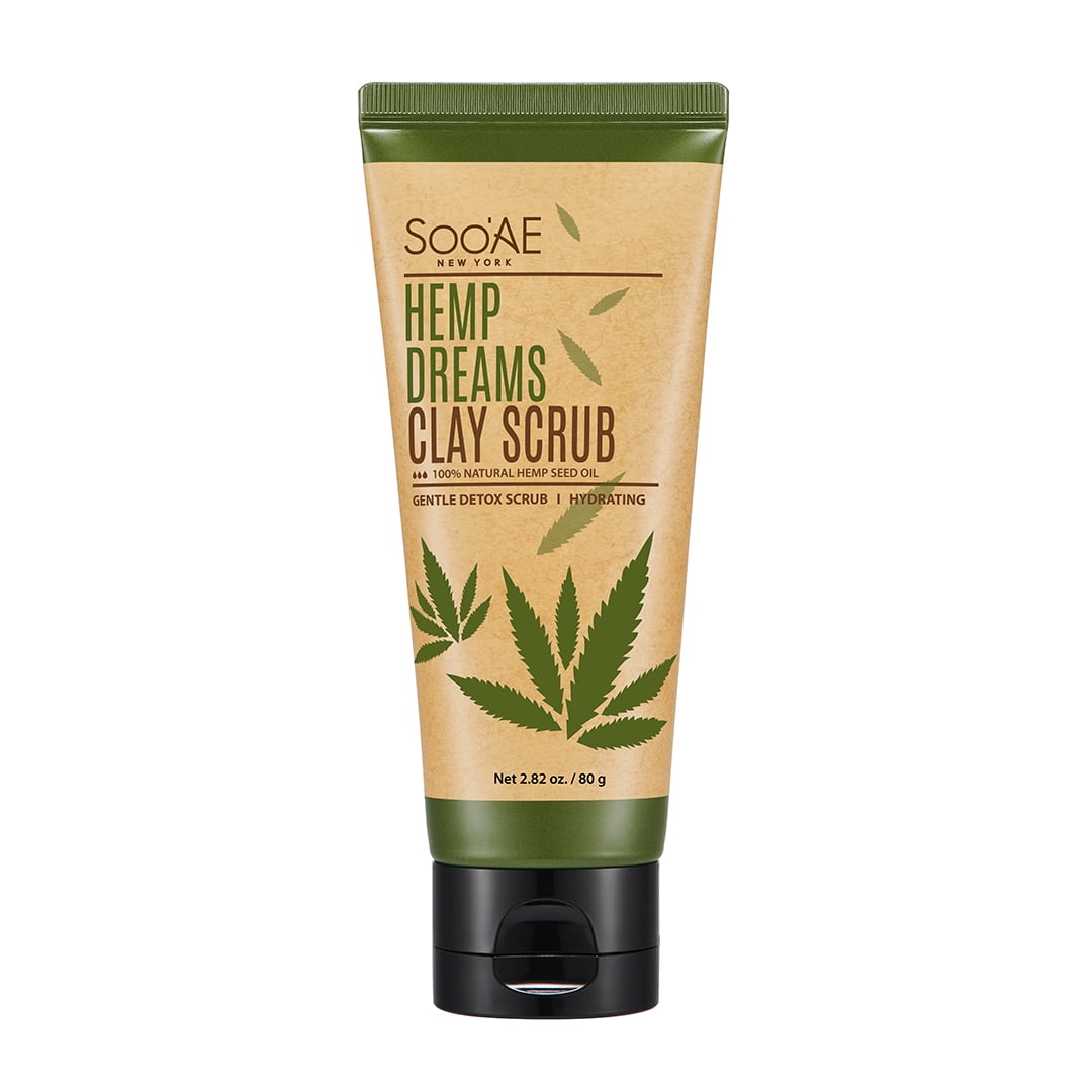 Soo'AE Hemp Dreams Clay Scrub - Net 2.82 oz. / 80g - Detox Hydrate in one! 100% Natural Hemp seed oil + Kaolin Clay + Bentonite = GENTLE DETOX SCRUB + HYDRATING