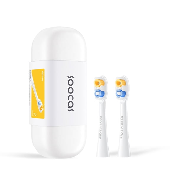 Soocas NEOS II Multiclean Electric Toothbrush Replacement Heads, 2 Brush Heads, Pearl White