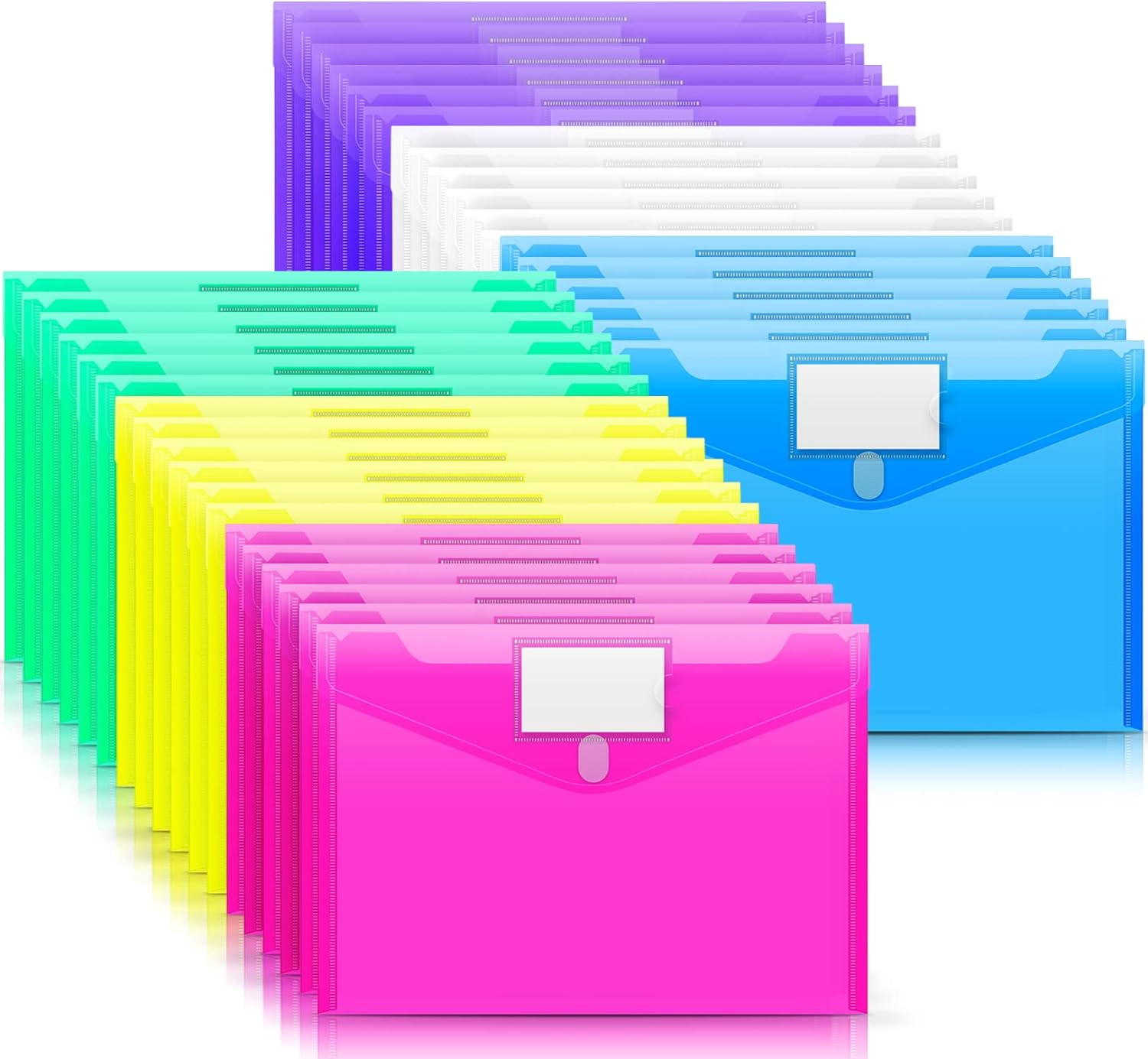 Sooez 36 Pack Plastic Envelopes Poly Envelopes, Clear Document Folders ...