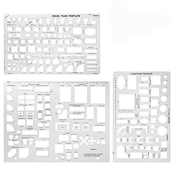 Sooez Architectural Templates Set – House Plan, Interior Design & Furniture Drafting Tools For Architects