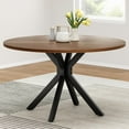 thumbnail image 1 of Soohow 47.2" Round Dining Kitchen Table for 4-6 People, Wood Tabletop with Metal Pedestal Base, 1 of 9