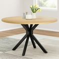 thumbnail image 1 of Soohow 47.2" Round Dining Kitchen Table for 4-6 People, Wood Tabletop with Metal Pedestal Base, 1 of 9