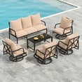 thumbnail image 1 of Soohow Outdoor Patio Furniture Set, 5 Piece Patio Furniture Set, 2 x Swivel Chair, 1 x 3-Seats Sofa, 1 x 2-Seats Sofa, and 1 x Coffee Table, Metal Conversation Set for Porch, Balcony, and Backyard, 1 of 9