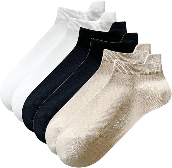 Sookeceks 6 Pairs Ankle Socks for Women Breathable Cotton Socks Anti Slip Low Cut Soft Casual Socks With Heel Tab Size 5-9