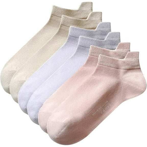 Sookeceks 6 Pairs Ankle Socks for Women Breathable Cotton Socks Anti Slip Low Cut Soft Casual Socks With Heel Tab Size 5-9