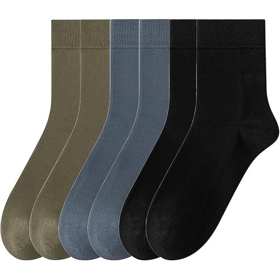 Sookeceks 6 Pairs Cotton Crew Socks for Men, Casual Size for Trouser, Soft Business Socks Above Ankle Socks 7-11
