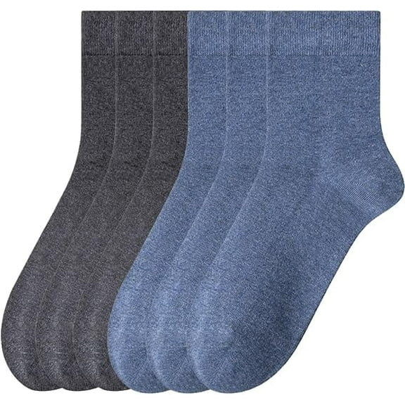 Sookeceks 6 Pairs Cotton Crew Socks for Men, Soft Autumn Winter Socks Trouser Socks Mens for Casual Dress Size 7-11