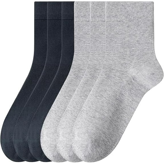 Sookeceks 6 Pairs Cotton Crew Socks for Men, Soft Autumn Winter Socks Trouser Socks Mens for Casual Dress Size 7-11