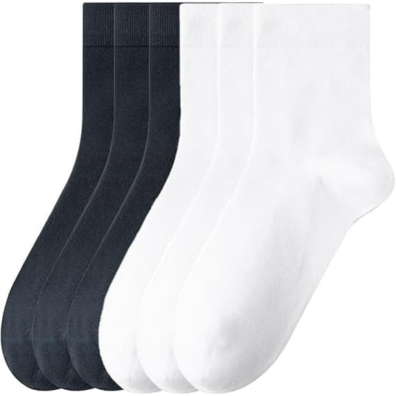 Sookeceks 6 Pairs Cotton Crew Socks for Men, Soft Autumn Winter Socks Trouser Socks Mens for Casual Dress Size 7-11