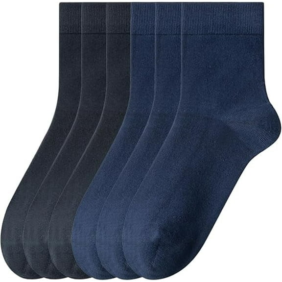 Sookeceks 6 Pairs Cotton Crew Socks for Men, Soft Autumn Winter Socks Trouser Socks Mens for Casual Dress Size 7-11