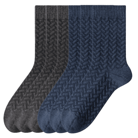 Sookeceks 6 Pairs Cotton Crew Socks for Mens, Soft Jacquard Socks for Casual Thick Warm Socks Size 7-11