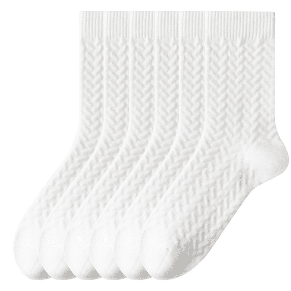 Sookeceks 6 Pairs Cotton Crew Socks for Mens, Soft Jacquard Socks for Casual Thick Warm Socks Size 7-11