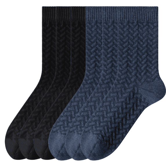Sookeceks 6 Pairs Cotton Crew Socks for Mens, Soft Jacquard Socks for Casual Thick Warm Socks Size 7-11