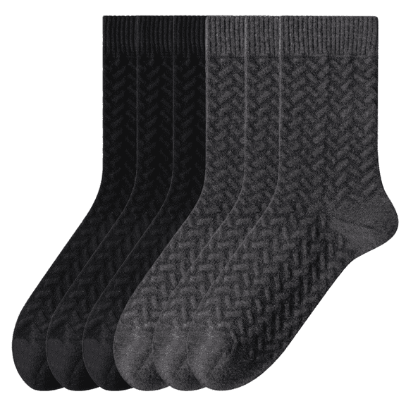 Sookeceks 6 Pairs Cotton Crew Socks for Mens, Soft Jacquard Socks for Casual Thick Warm Socks Size 7-11