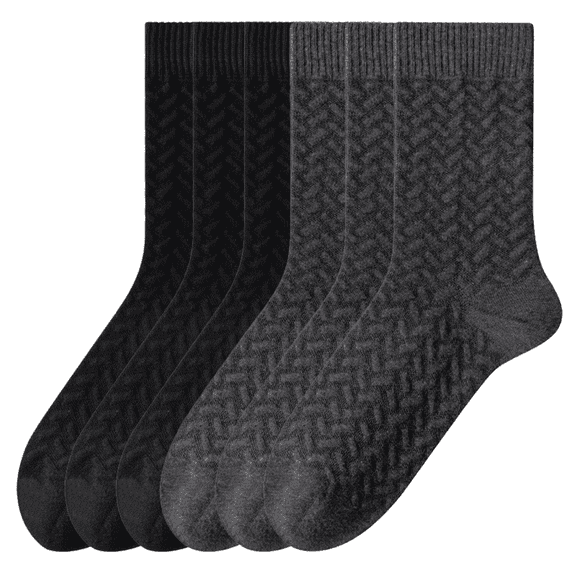 Sookeceks 6 Pairs Cotton Crew Socks for Mens, Soft Jacquard Socks for Casual Thick Warm Socks Size 7-11