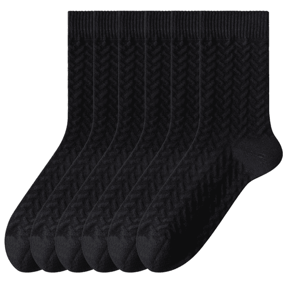 Sookeceks 6 Pairs Cotton Crew Socks for Mens, Soft Jacquard Socks for Casual Thick Warm Socks Size 7-11