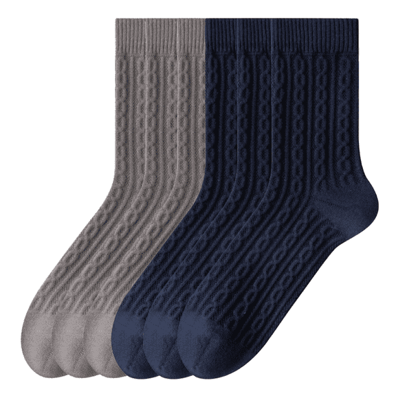 Sookeceks 6 Pairs Cotton Crew Socks for Mens, Soft Jacquard for Casual Thick Warm Socks Size 7-11