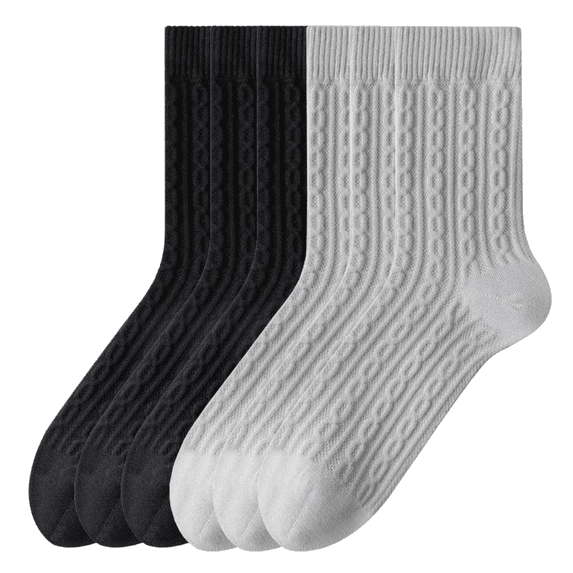 Sookeceks 6 Pairs Cotton Crew Socks for Mens, Soft Jacquard for Casual Thick Warm Socks Size 7-11