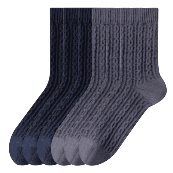 Sookeceks 6 Pairs Cotton Crew Socks for Mens, Soft Jacquard for Casual Thick Warm Socks Size 7-11