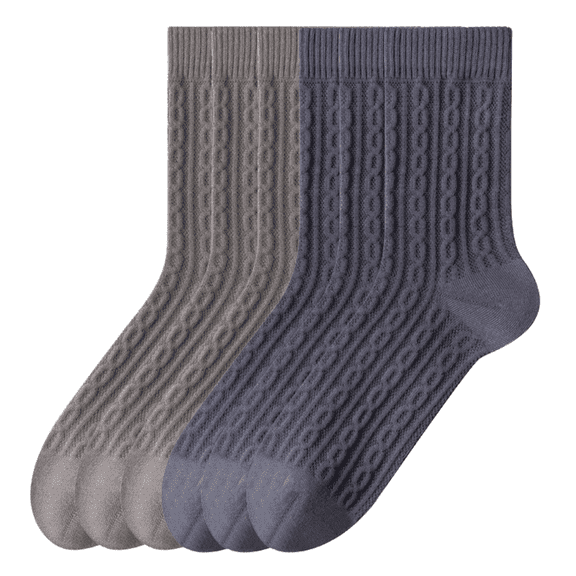 Sookeceks 6 Pairs Cotton Crew Socks for Mens, Soft Jacquard for Casual Thick Warm Socks Size 7-11